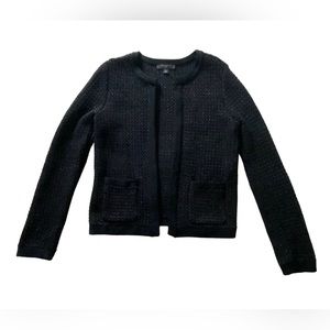 Ann Taylor Petite Sweater Blazer Chunky Sparkly Black